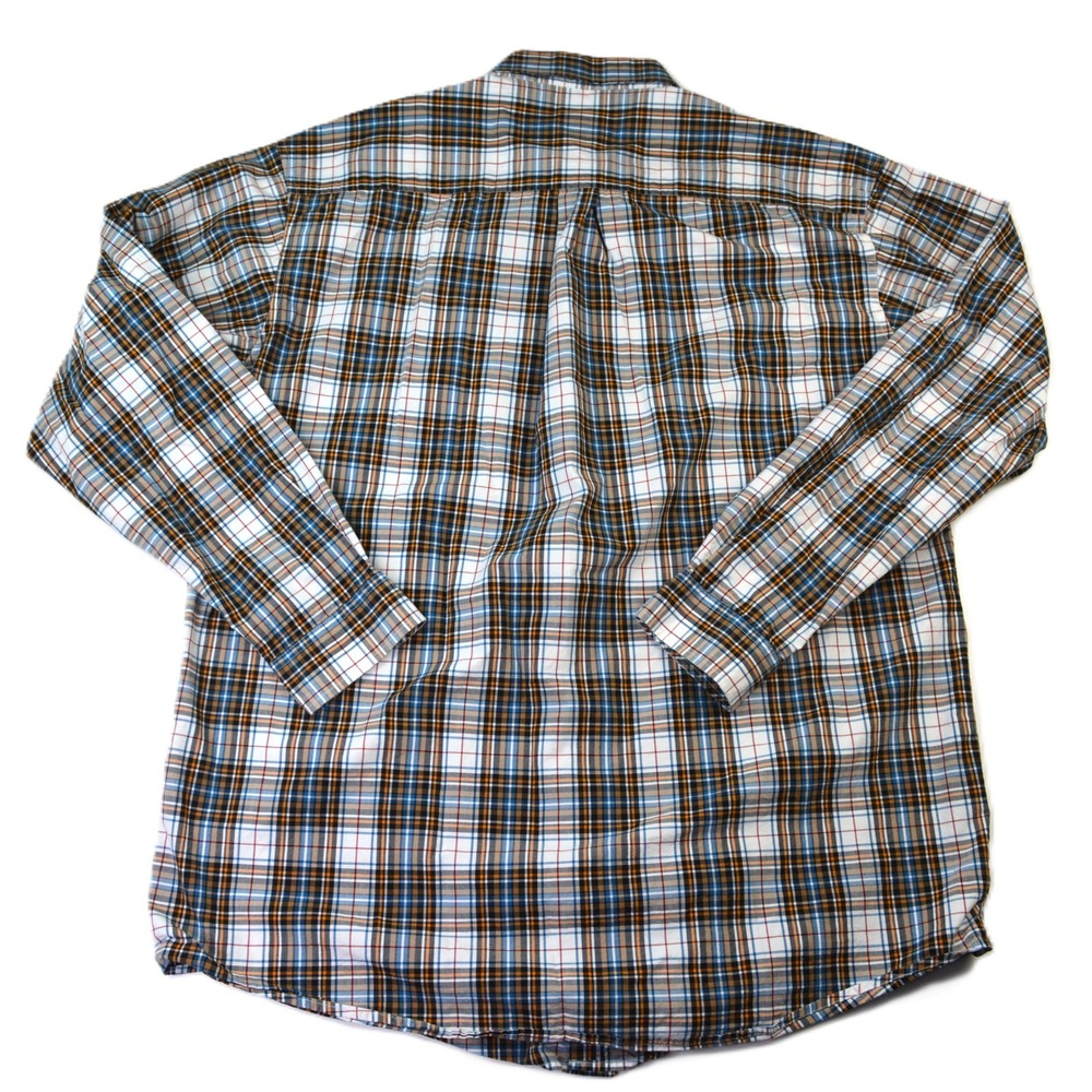 Cinch Mens XXL Plaid Button Down Shirt Long Sleeve Blue Orange Cotton Western - Picture 3 of 8
